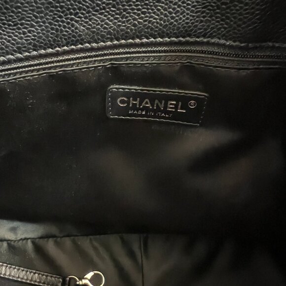 CHANEL GST Quilted Caviar Leather Tote Black Chain Silver HW Italy Auth - Picture 6 of 14